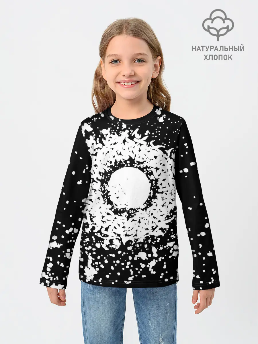 Детский лонгслив / Каллиграфия на чёрном фоне