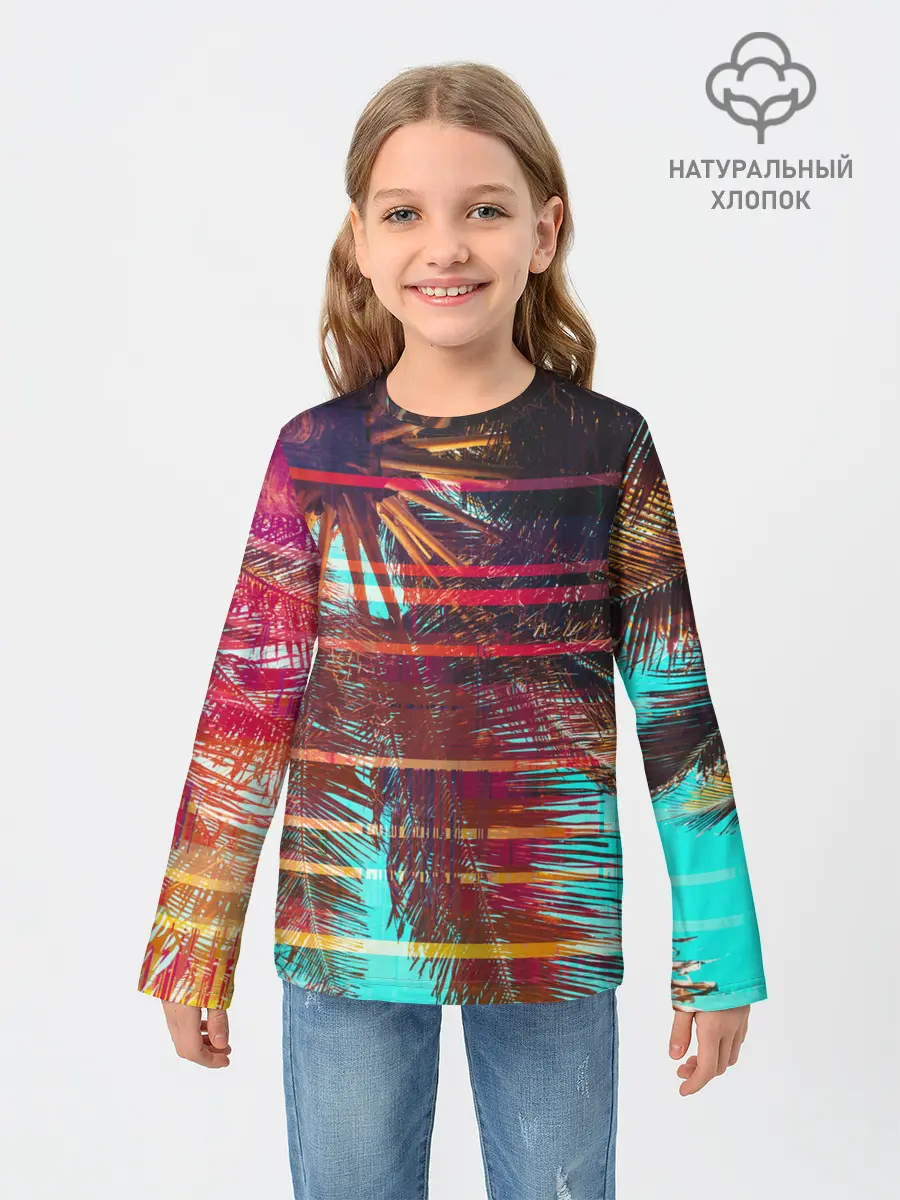 Детский лонгслив / Palm glitch art