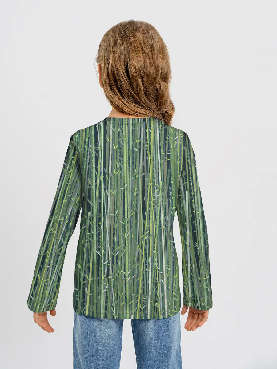 Детский лонгслив / Зеленый бамбук