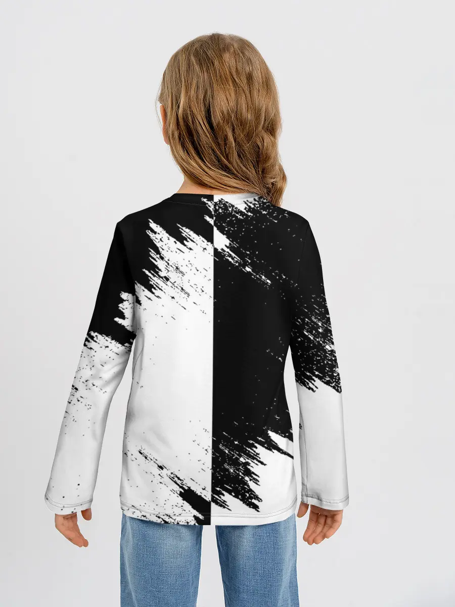 Детский лонгслив / Черный Клевер инверсированный фон