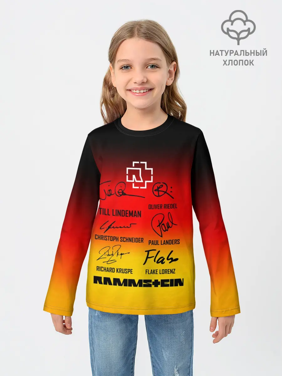 Детский лонгслив / RAMMSTEIN АВТОГРАФЫ УЧАСТНИКОВ