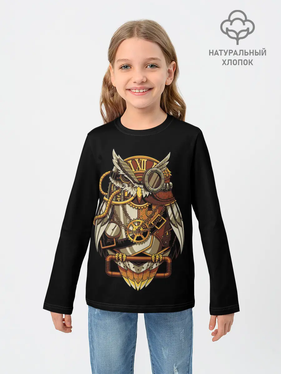 Детский лонгслив / Сова с моноклем