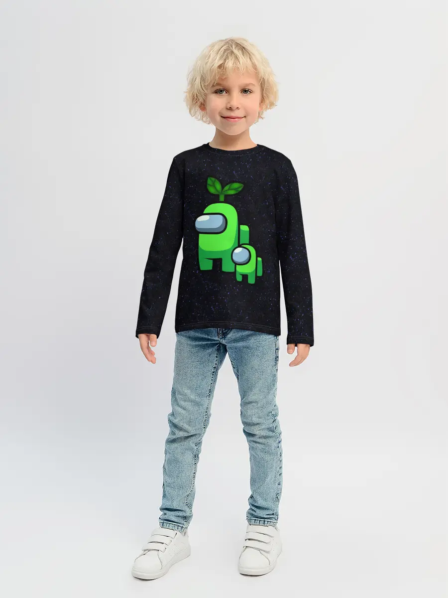Детский лонгслив / Among us Lime+ kid lime