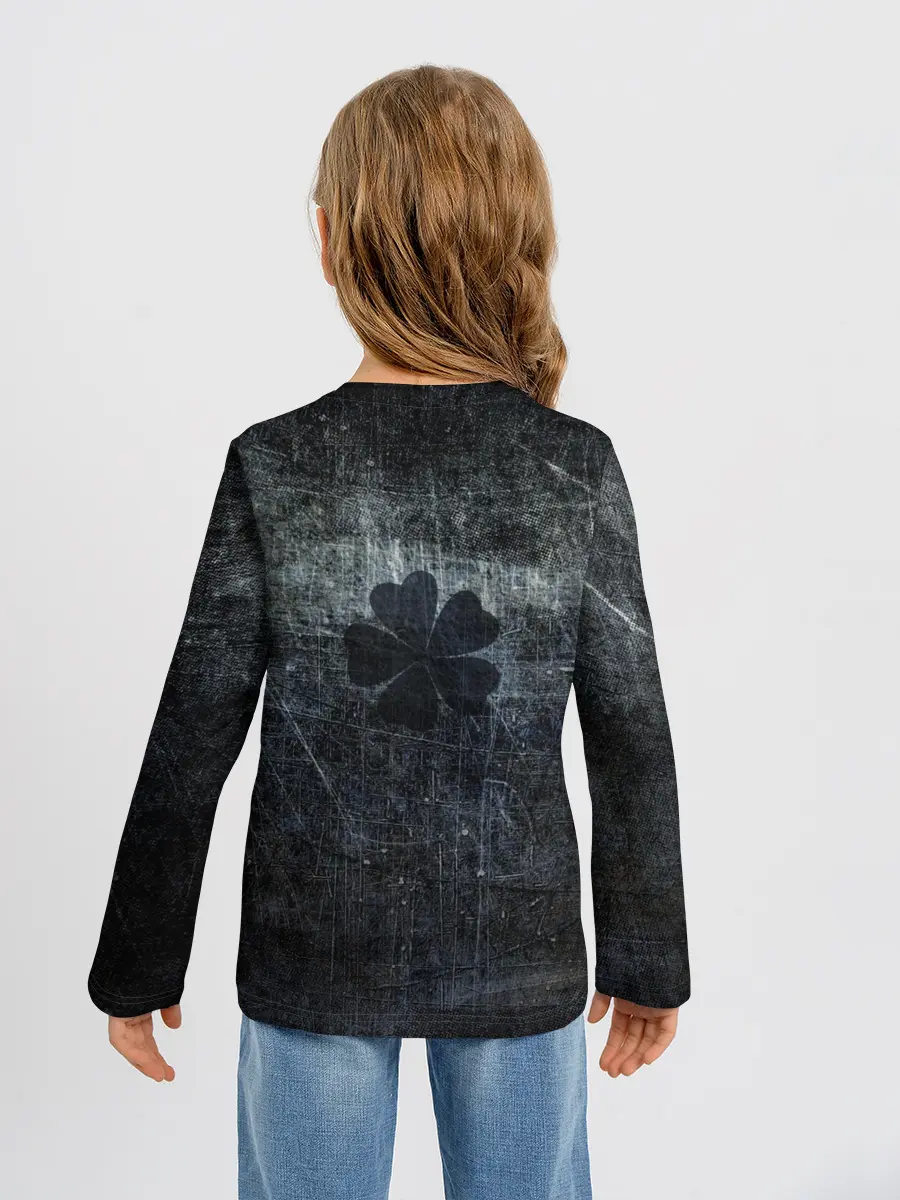 Детский лонгслив / Лицо Астера на состаренном черном фоне