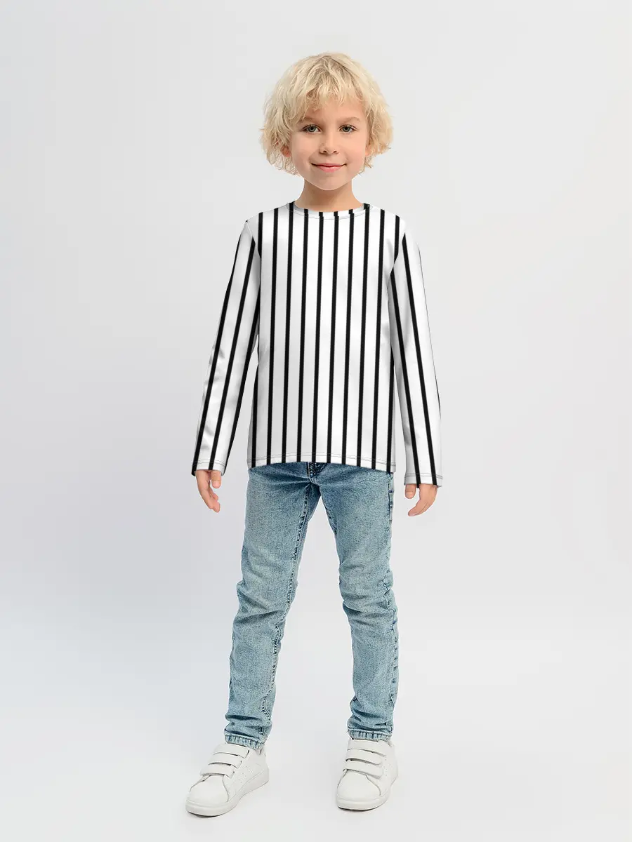 Детский лонгслив / Чёрные и белые полосы