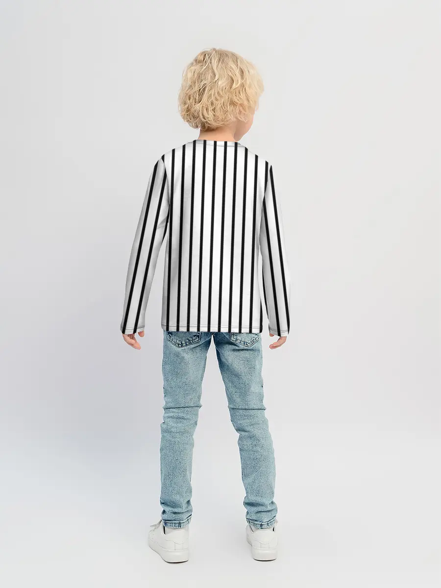 Детский лонгслив / Чёрные и белые полосы