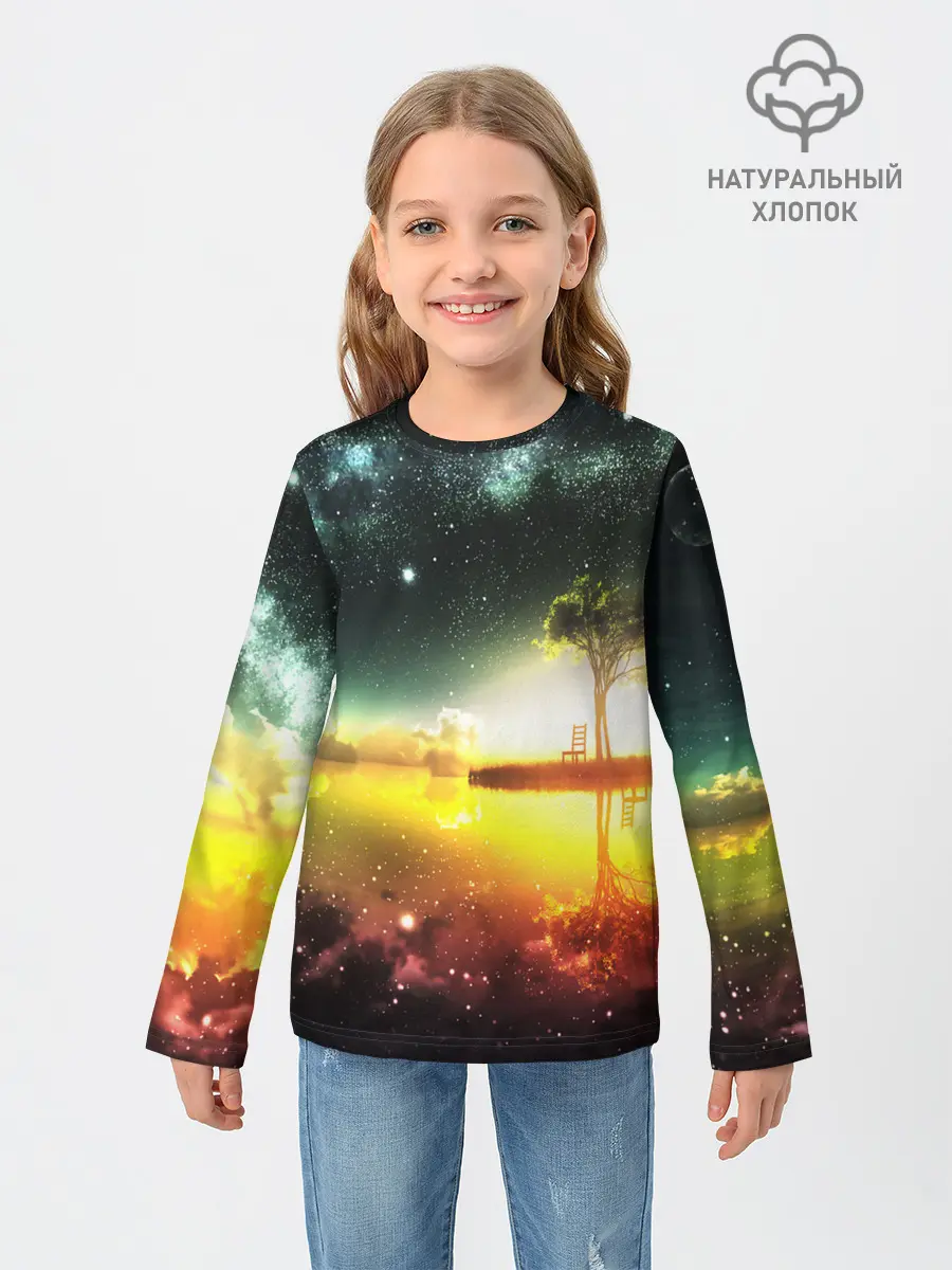 Детский лонгслив / Закат со звездами