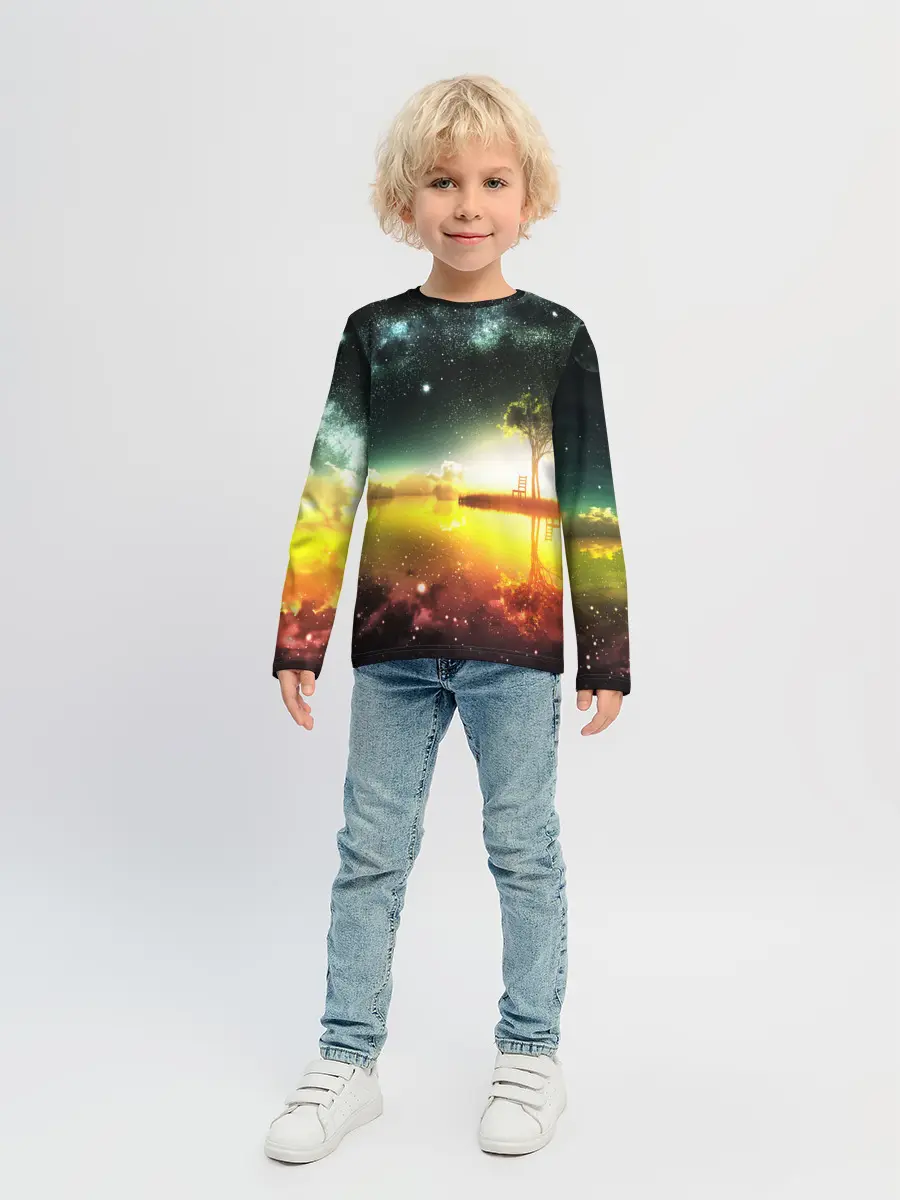 Детский лонгслив / Закат со звездами