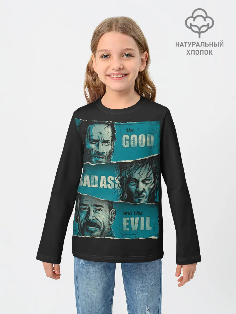 Детский лонгслив / Good, Badass, Evil