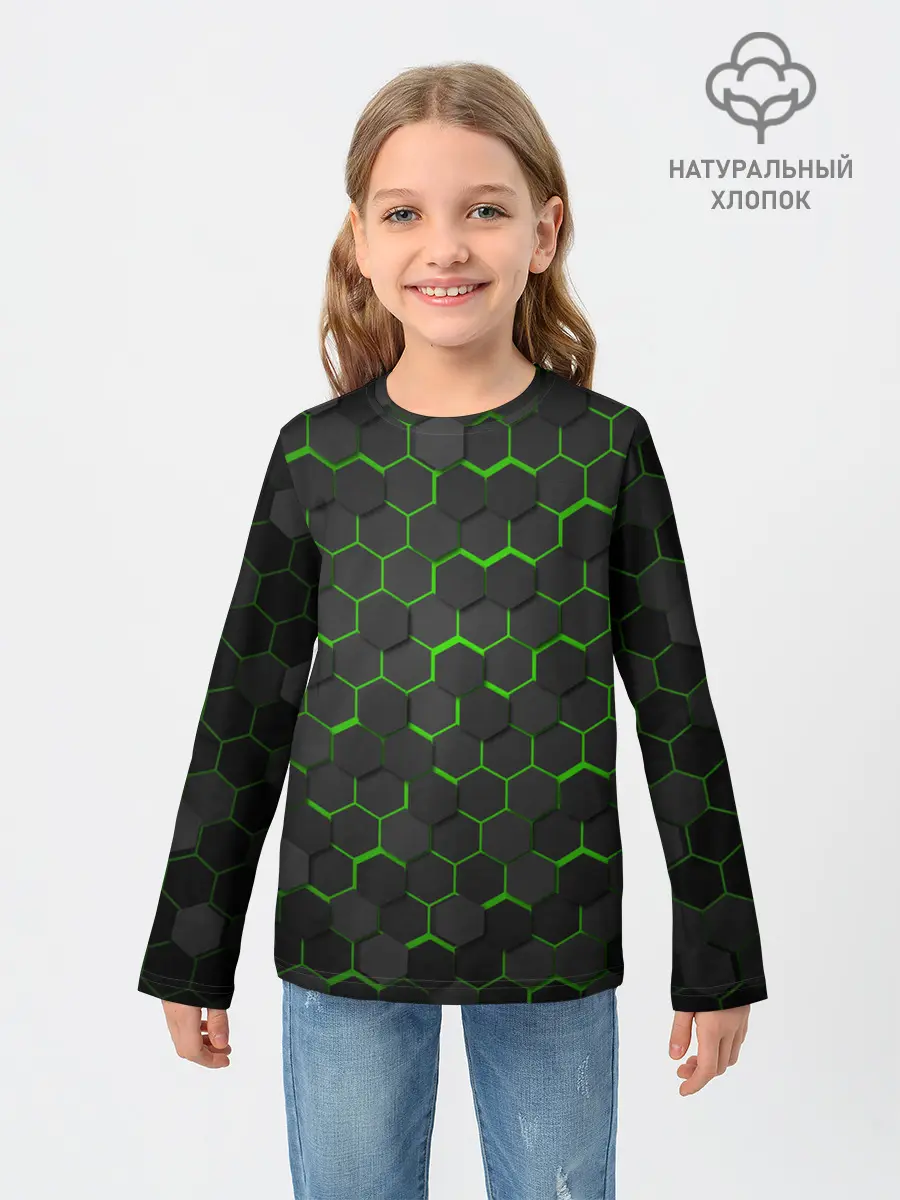 Детский лонгслив / OCTAGON зеленый