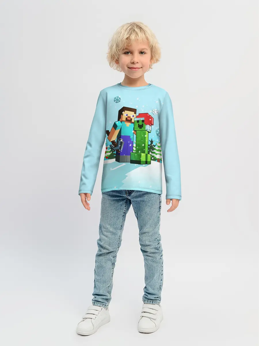 Детский лонгслив / MINECRAFT НОВОГОДНИЙ