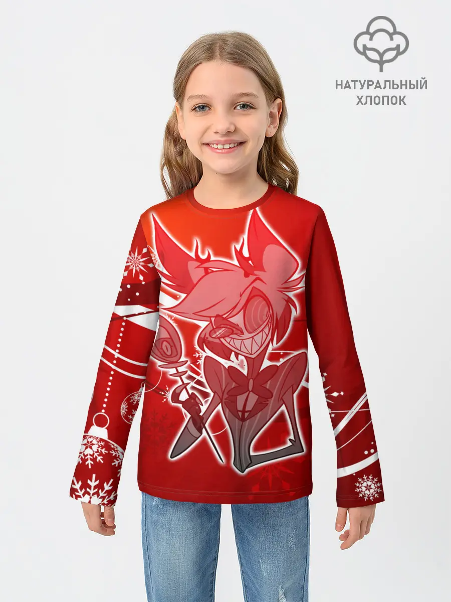 Детский лонгслив / Отель хазбин Новогодний