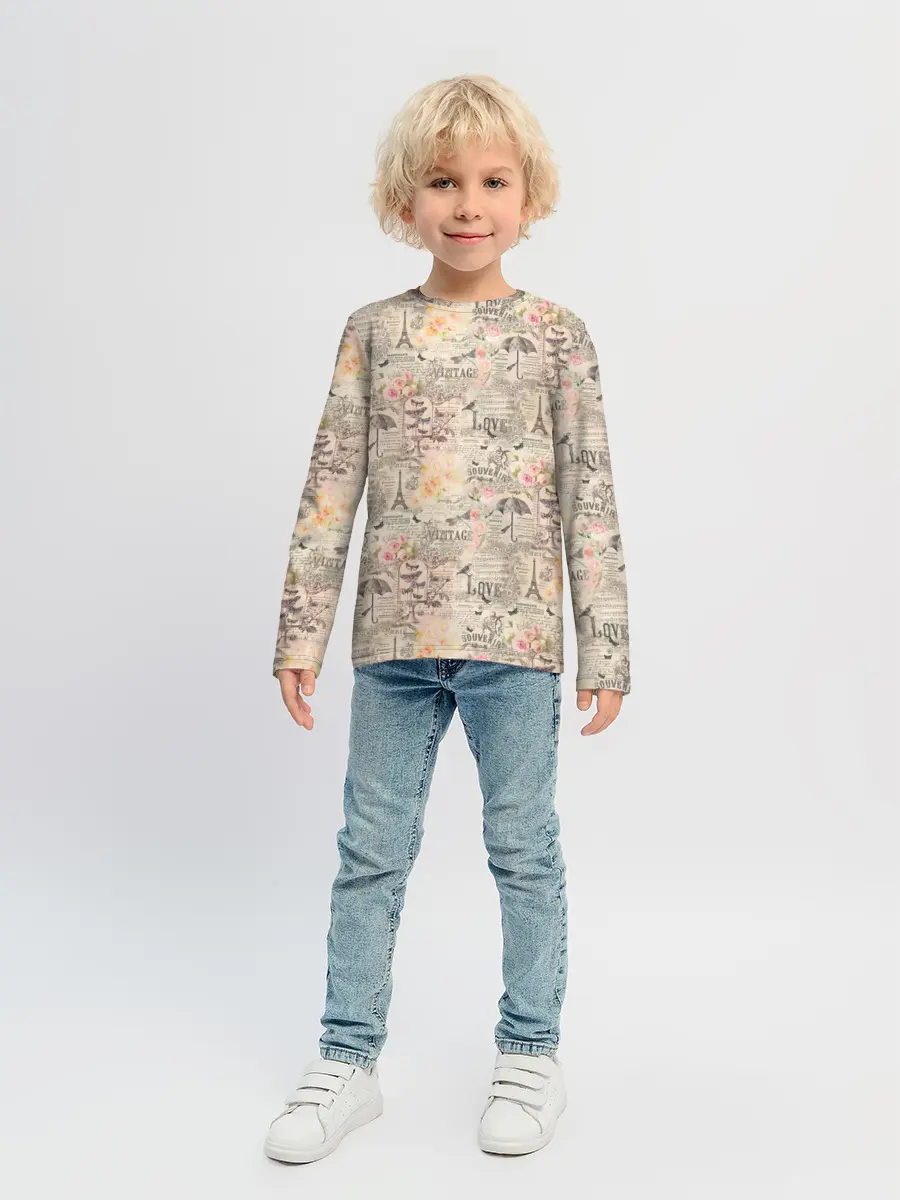 Детский лонгслив / Paris vintage theme