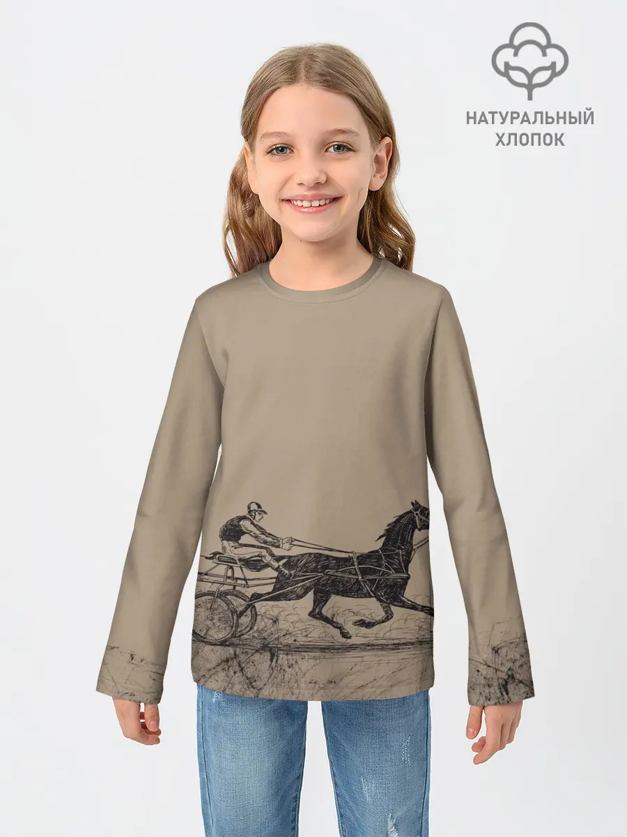 Детский лонгслив / лошадь с колесницей