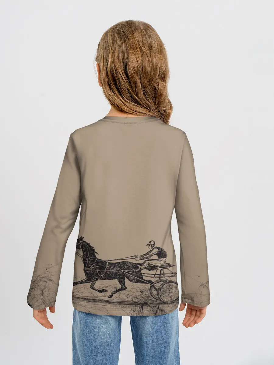 Детский лонгслив / лошадь с колесницей