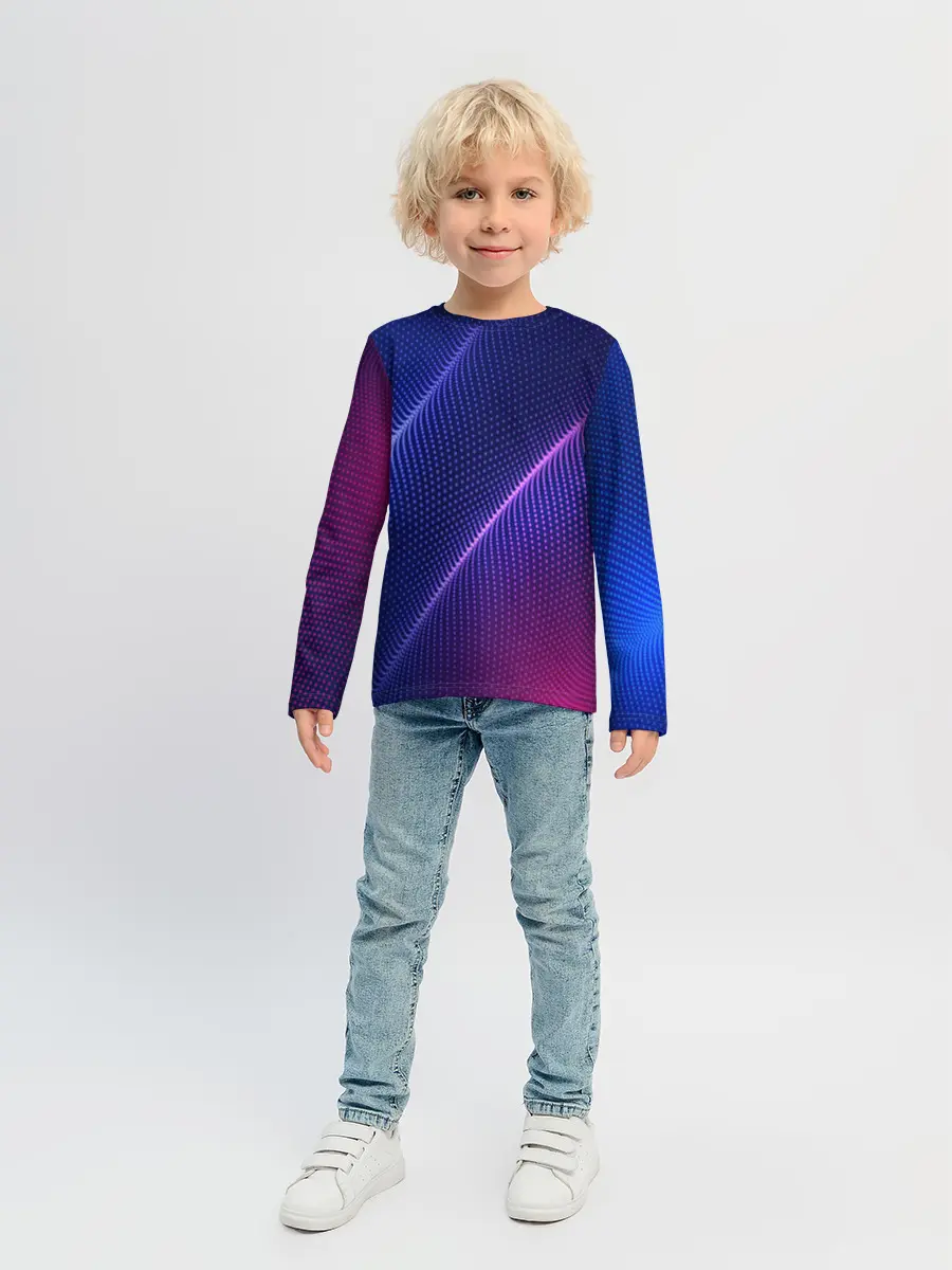 Детский лонгслив / фиолетово 3d волны 2020