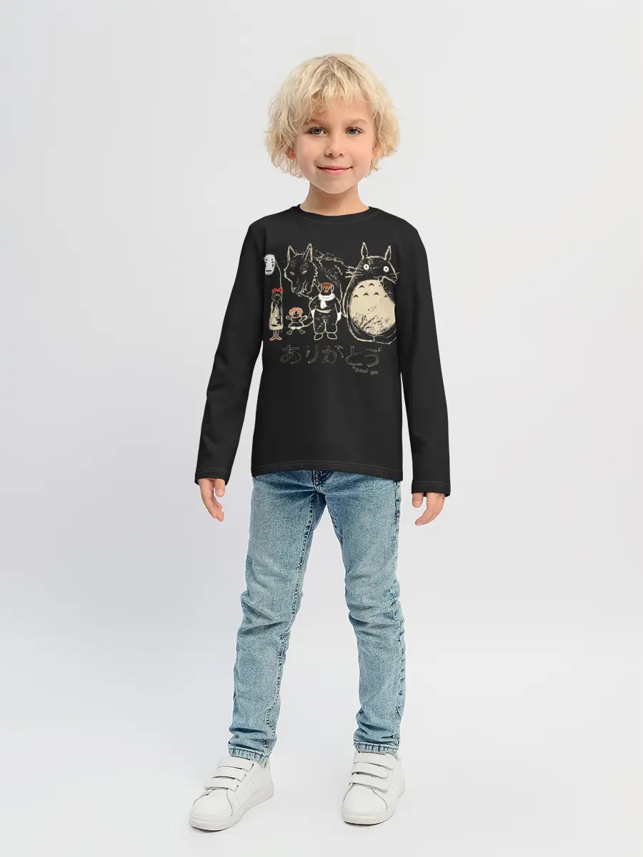 Детский лонгслив / My Neighbor Totoro группа на черном