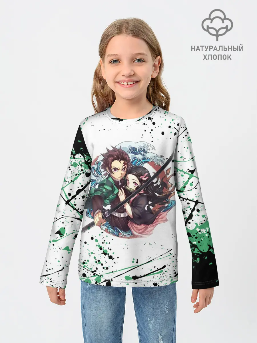 Детский лонгслив / Брызги красок Demon Slayer