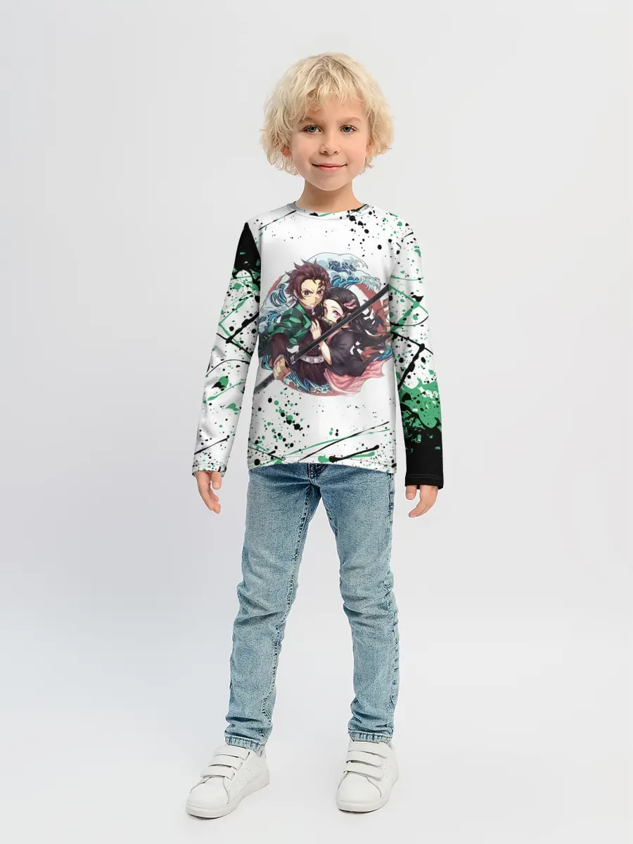 Детский лонгслив / Брызги красок Demon Slayer