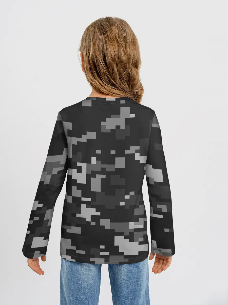 Детский лонгслив / Пиксельный камуфляж