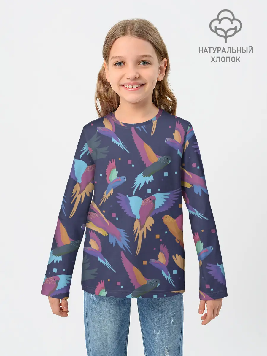 Детский лонгслив / Райские попугаи