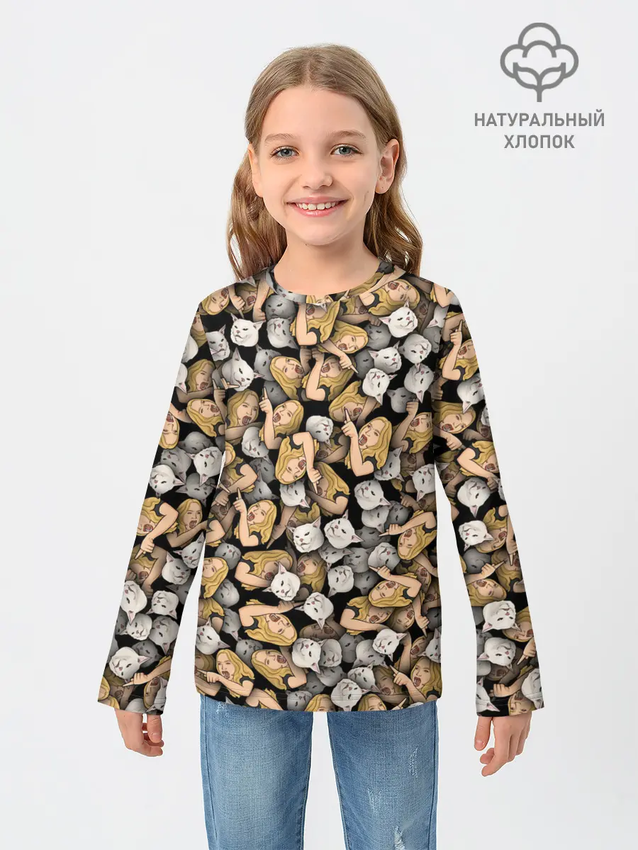 Детский лонгслив / Woman Yelling at a Cat