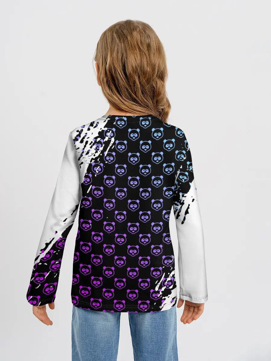 Детский лонгслив / Монокума на фиолетовом паттерне