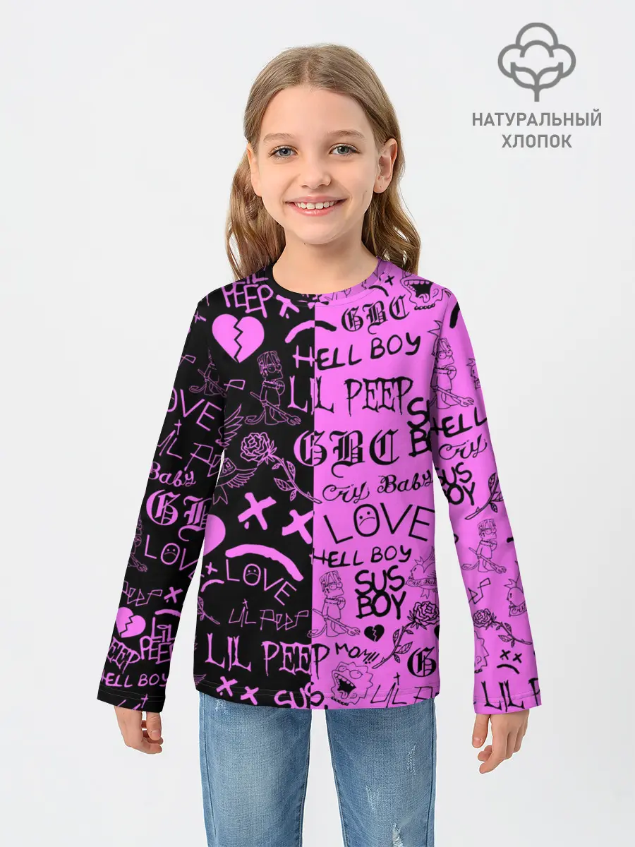 Детский лонгслив / LIL PEEP LOGOBOMBING BLACK PINK