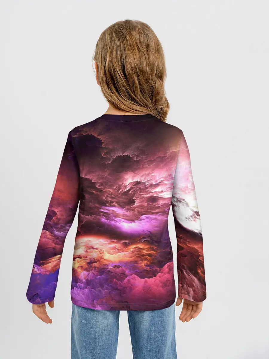Детский лонгслив / закат абстракция