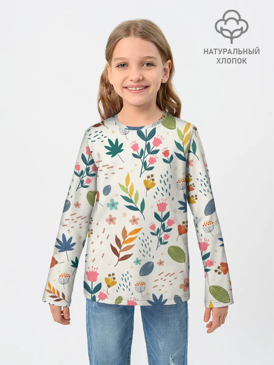 Детский лонгслив / Цветочный орнамент