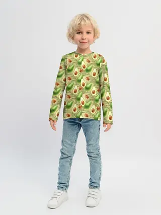 Детский лонгслив / Веган Авокадо узор