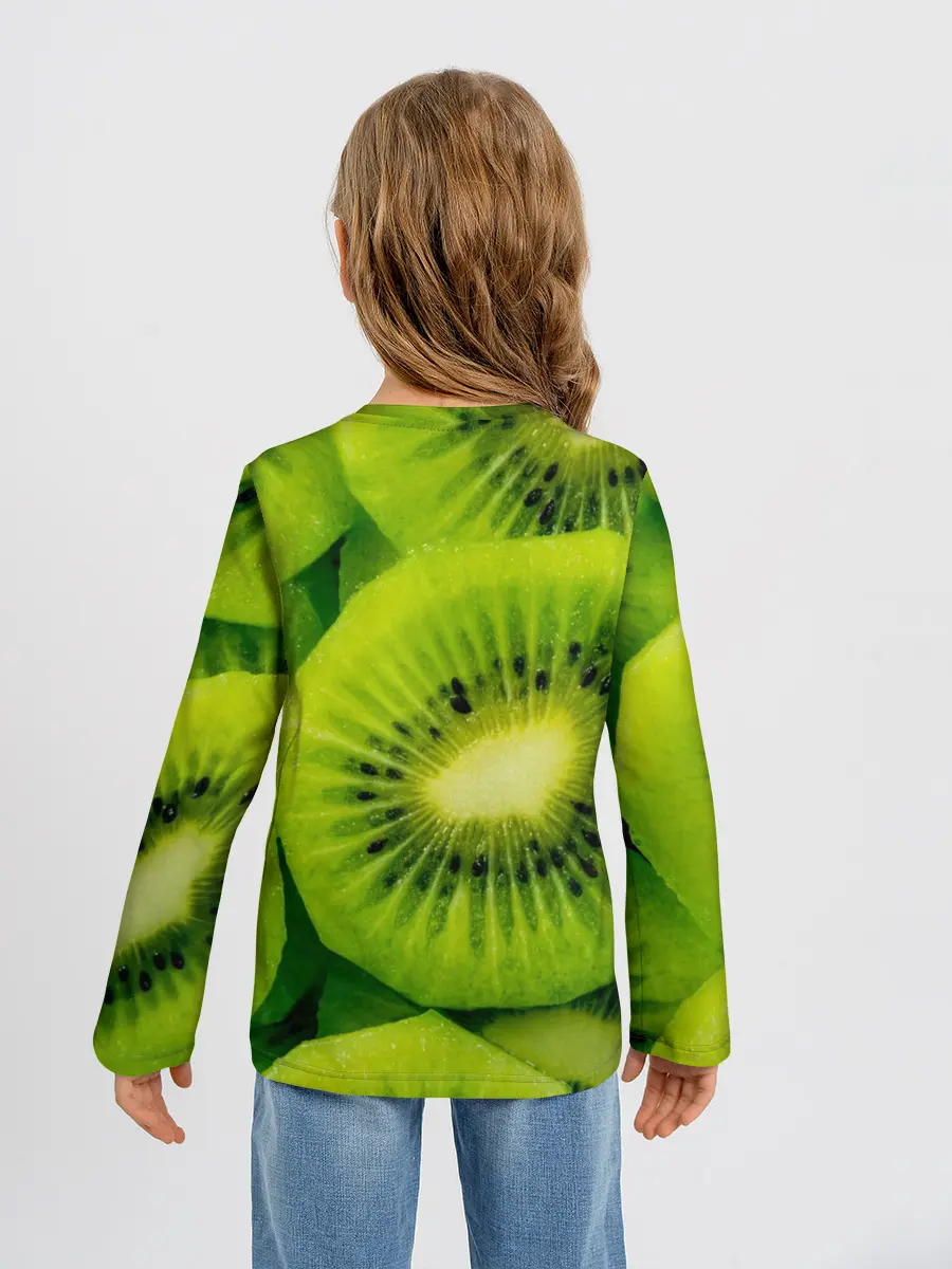Детский лонгслив / Зеленый киви
