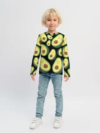 Детский лонгслив / Авокадо паттерн