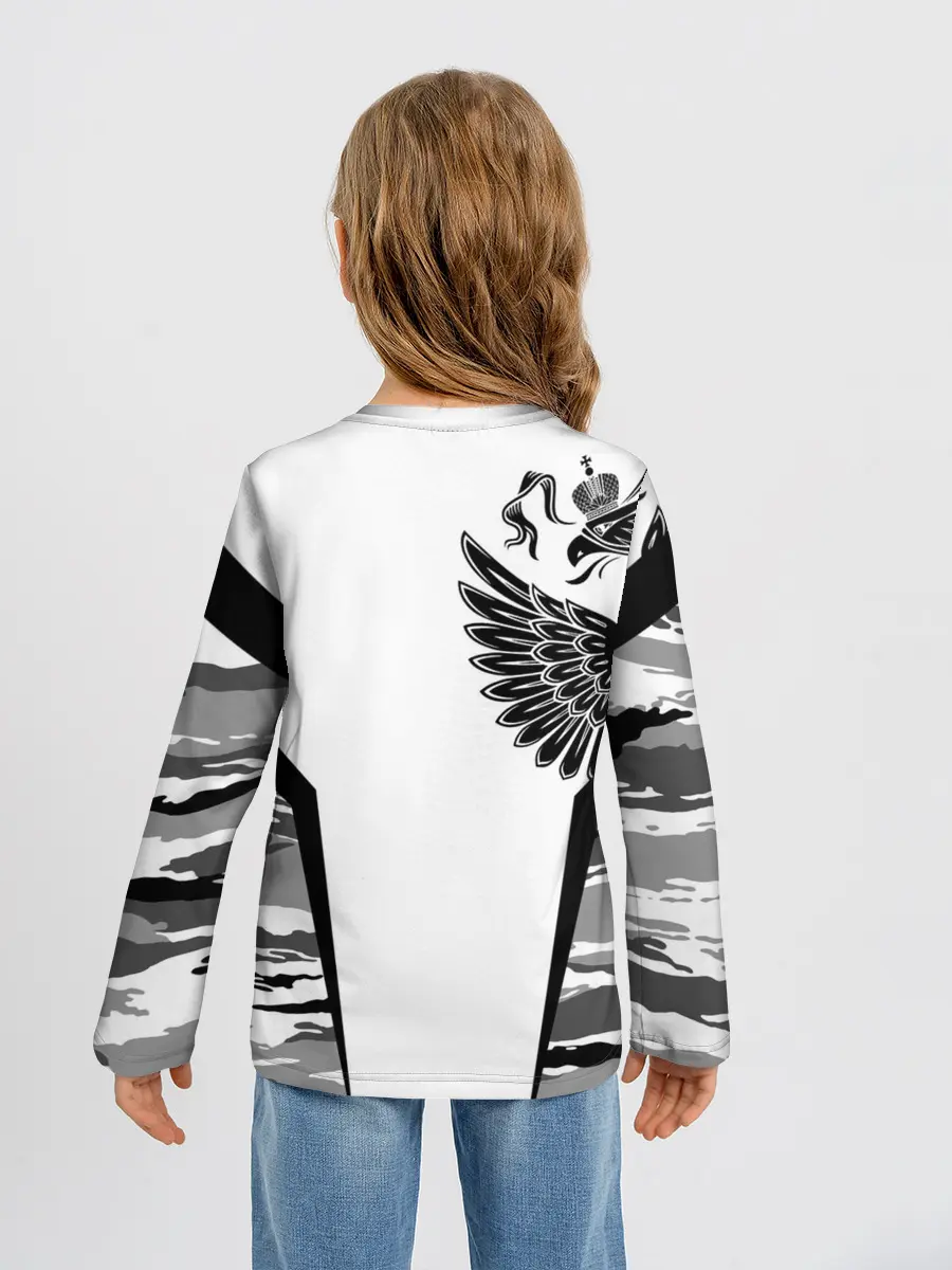 Детский лонгслив / Камуфляж Россия