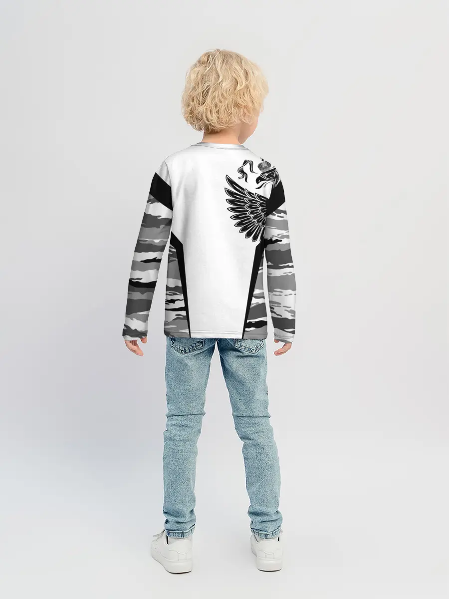 Детский лонгслив / Камуфляж Россия