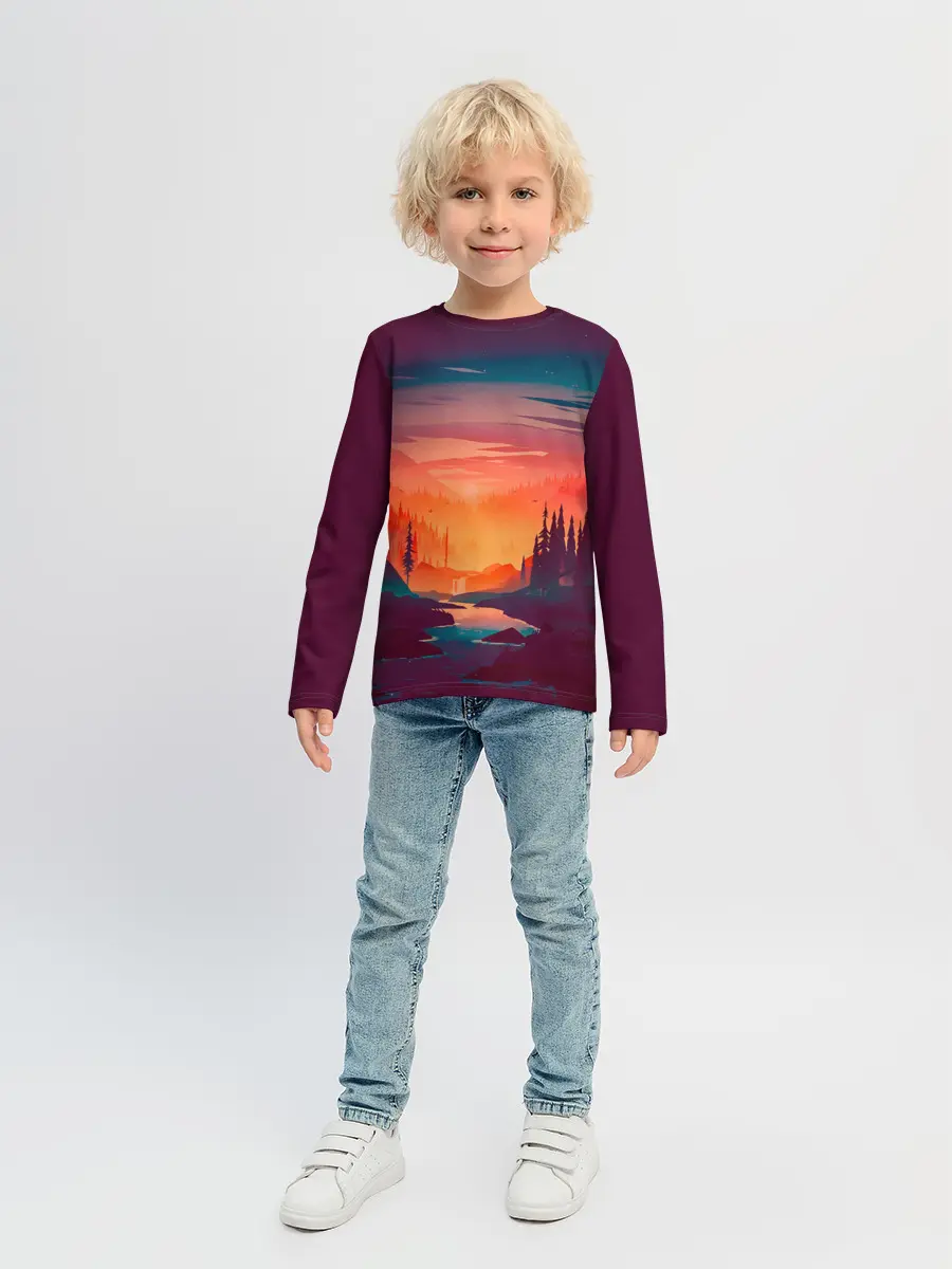 Детский лонгслив / Minimal forest sunset