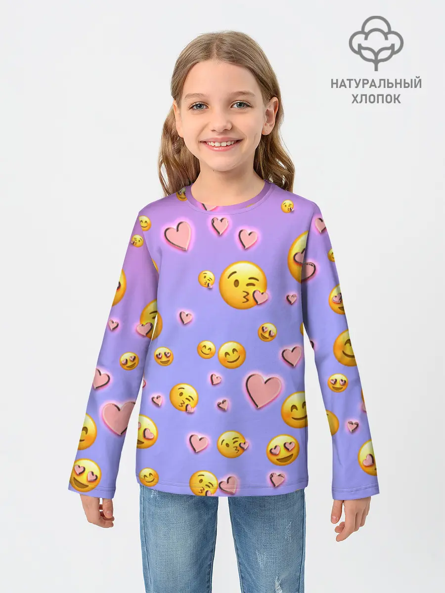 Детский лонгслив / Очень много эмодзи