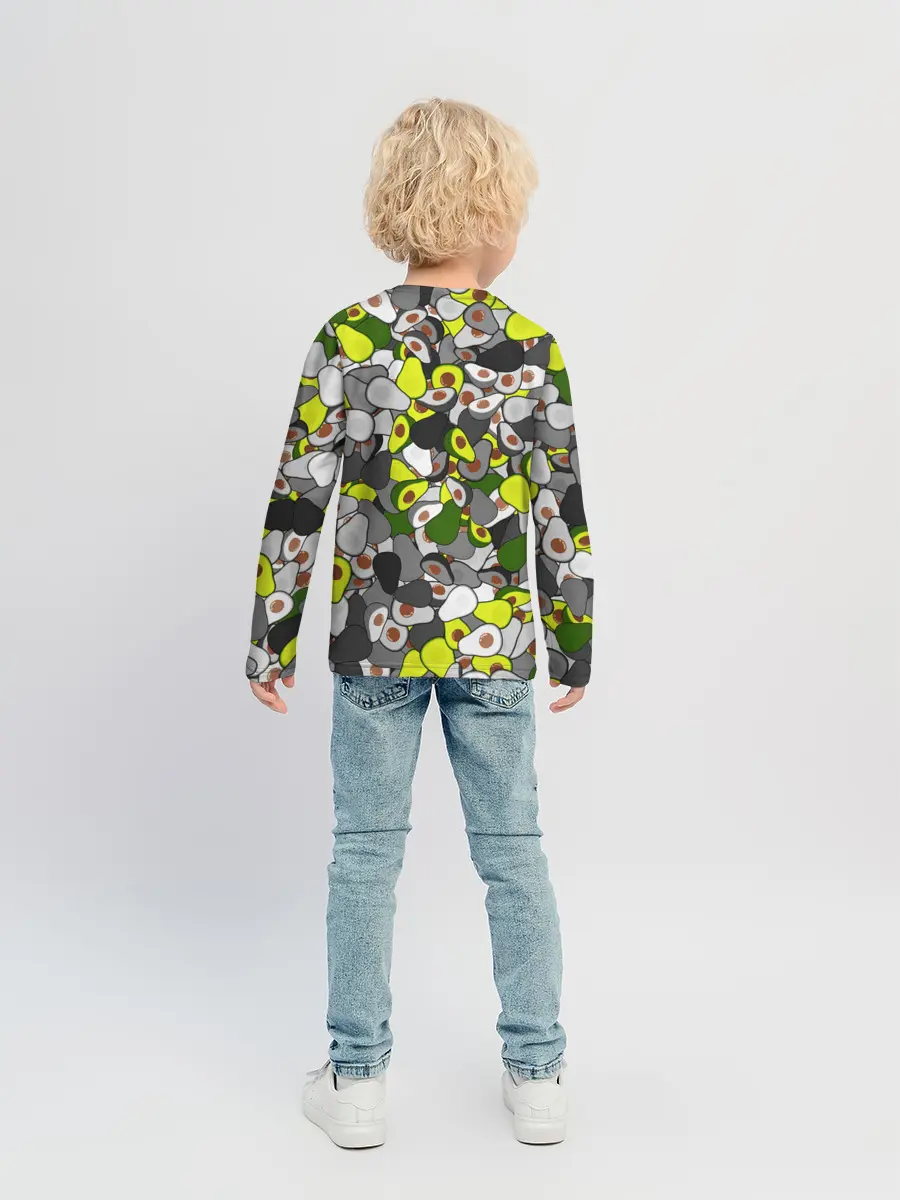 Детский лонгслив / Камуфляж с авокадо