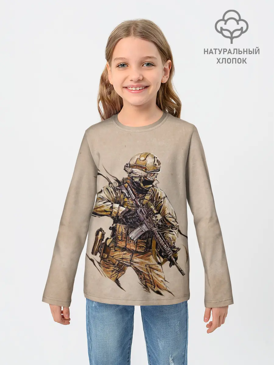 Детский лонгслив / Военный