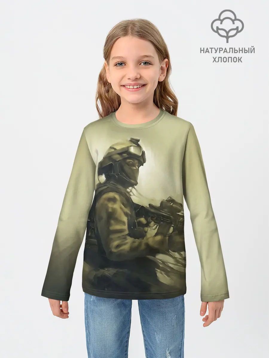 Детский лонгслив / Военный