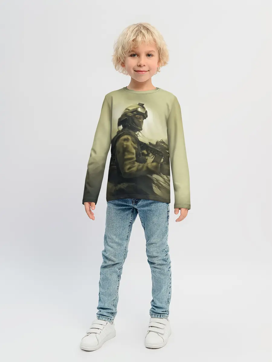 Детский лонгслив / Военный