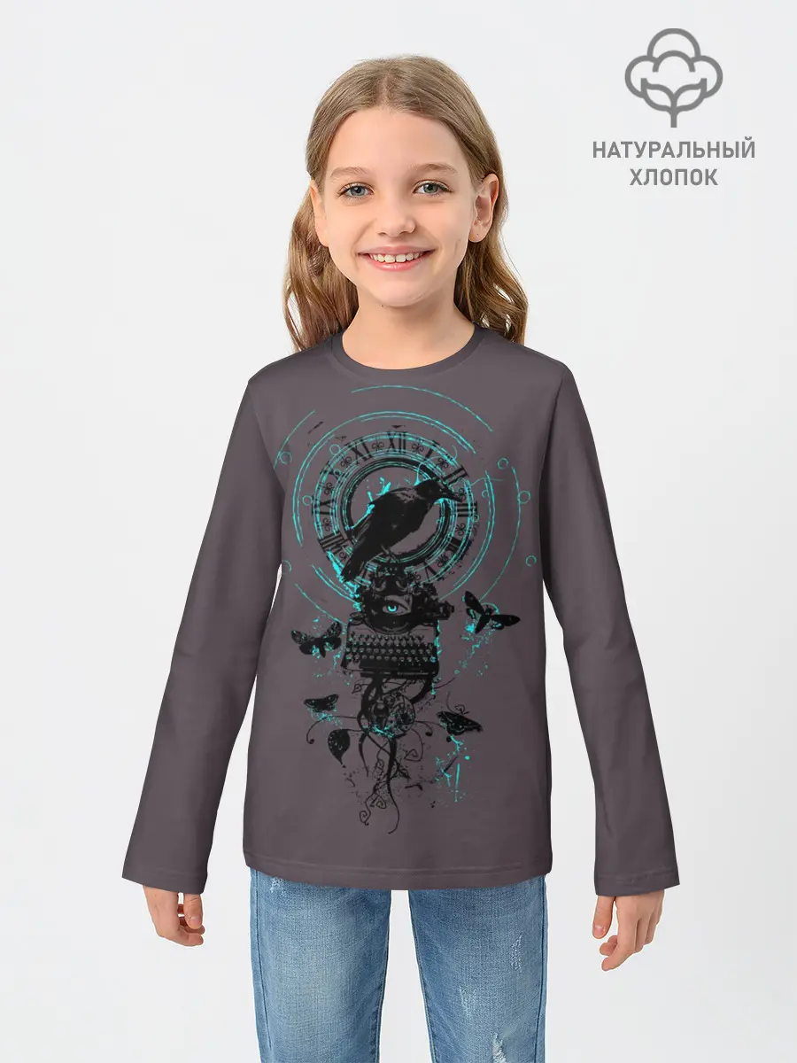 Детский лонгслив / Черный ворон