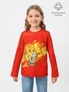 Детский лонгслив / пламенная бригада пожарных красный фон