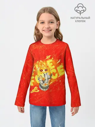 Детский лонгслив / пламенная бригада пожарных красный фон