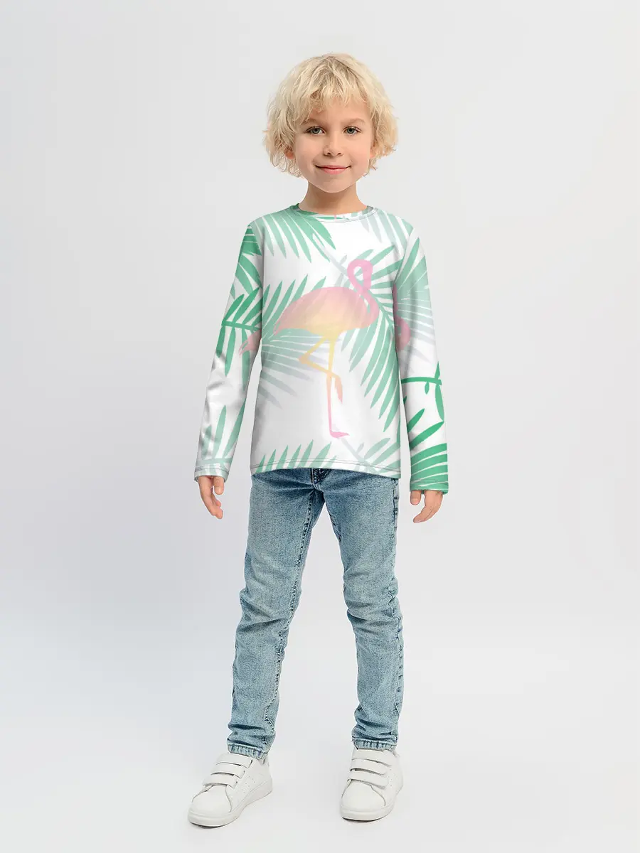 Детский лонгслив / Фламинго в джунглях