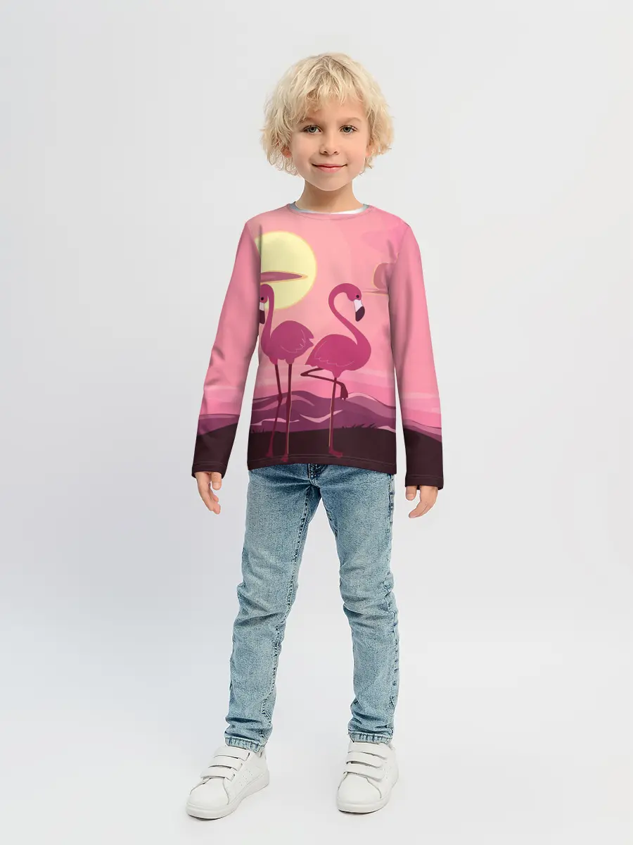 Детский лонгслив / фламинго