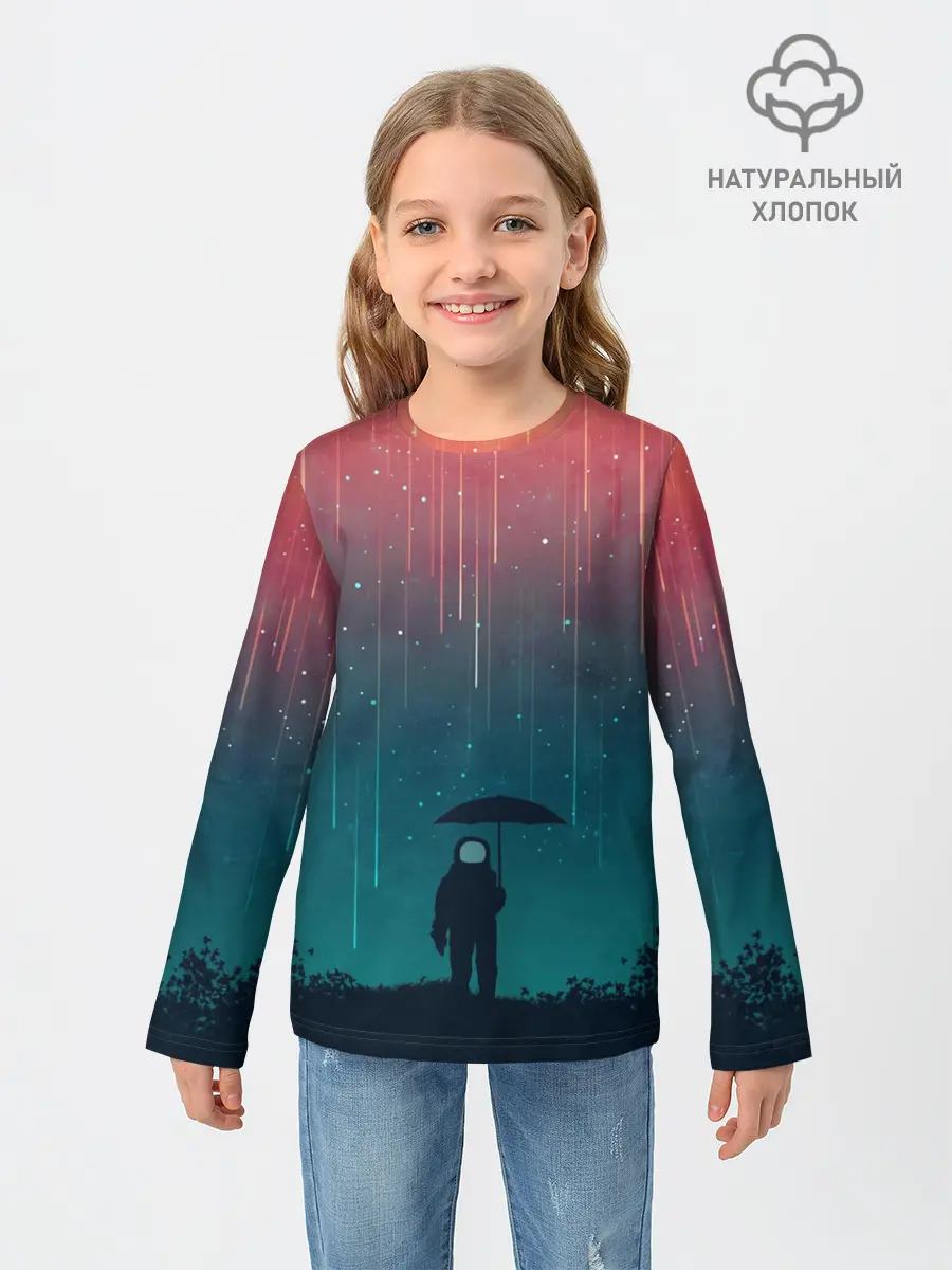 Детский лонгслив / Космический Дождь