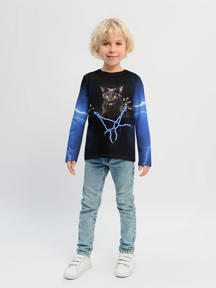 Детский лонгслив / Грозовой кошак