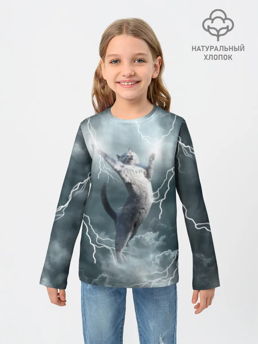 Детский лонгслив / Грозовой кошак.