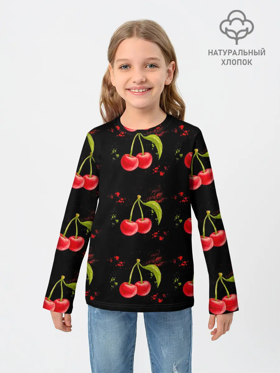 Детский лонгслив / Вишенки